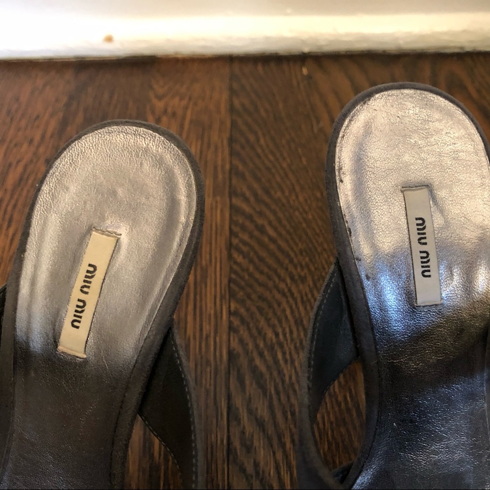 Sexy MIU MIU Grey Suede Platform Gladiators - Picture 4 of 8